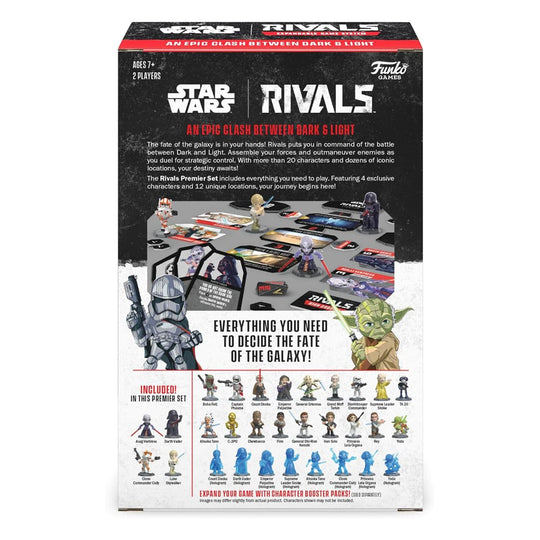 Scène de jeu Funko Star Wars Rivals avec figurines et cartes en action