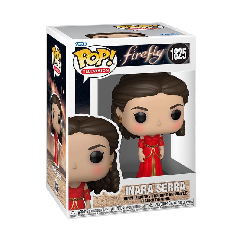 Figurine Funko POP! Inara Serra de Firefly, gros plan sur les détails du visage et de la tenue.