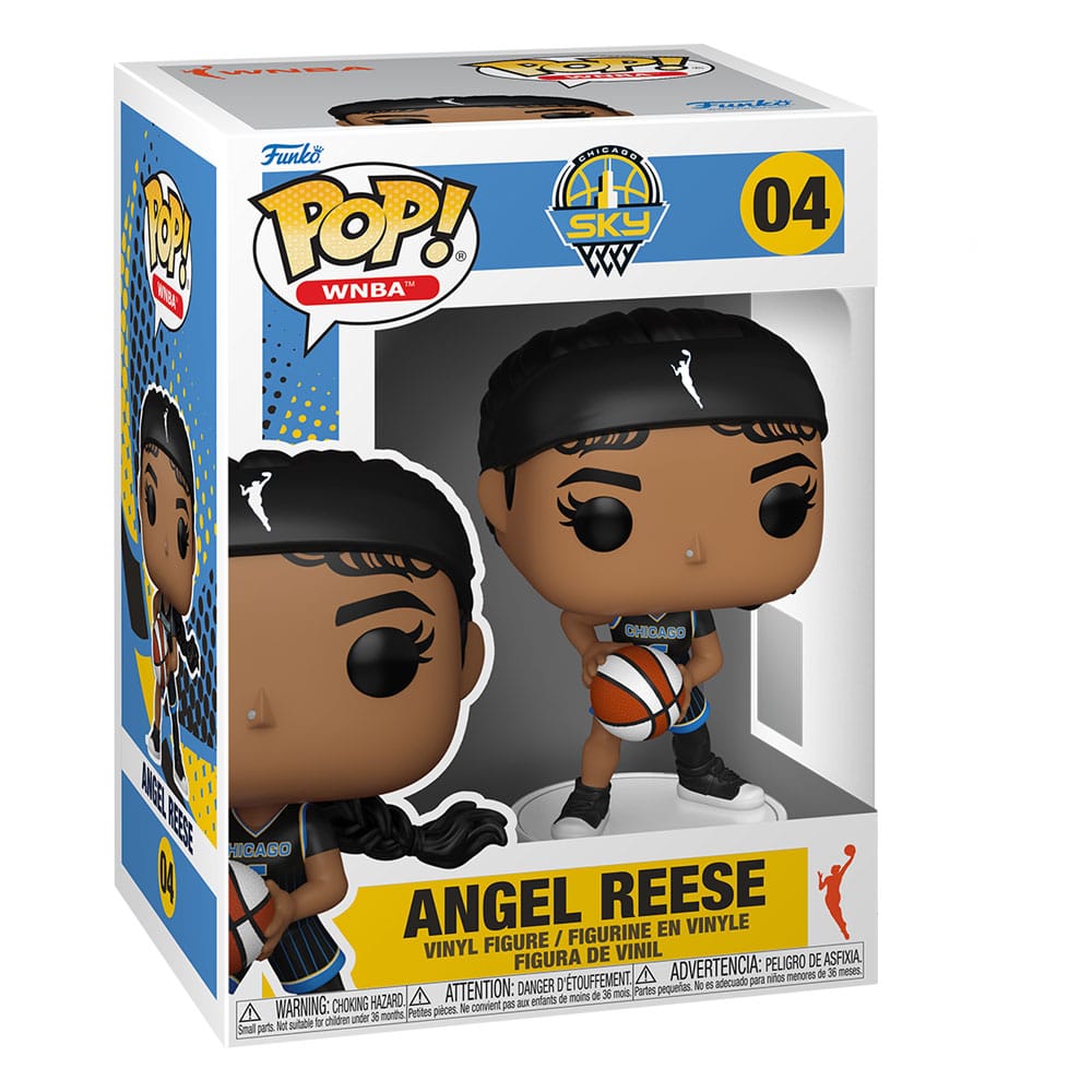 Boîte-fenêtre de la figurine Funko POP! Angel Reese WNBA, montrant la figurine et le branding.