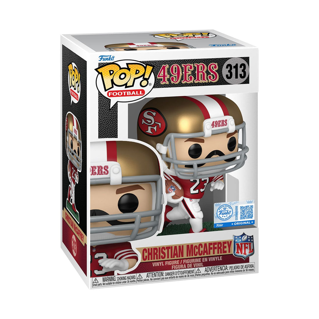 Boîte-fenêtre de la figurine Funko POP! Christian McCaffrey 49ers