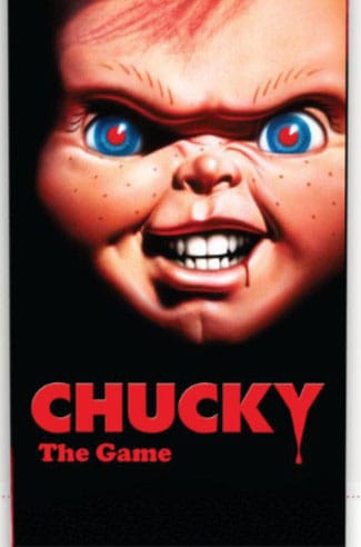 Boîte du jeu de stratégie Chucky: The Game Funko en version anglaise, montrant Chucky avec un couteau.