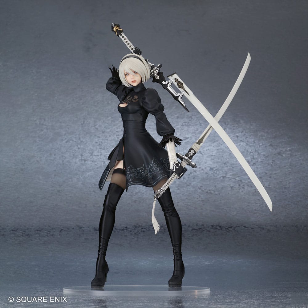 Figurine NieR:Automata 2B, gros plan sur les accessoires et les textures