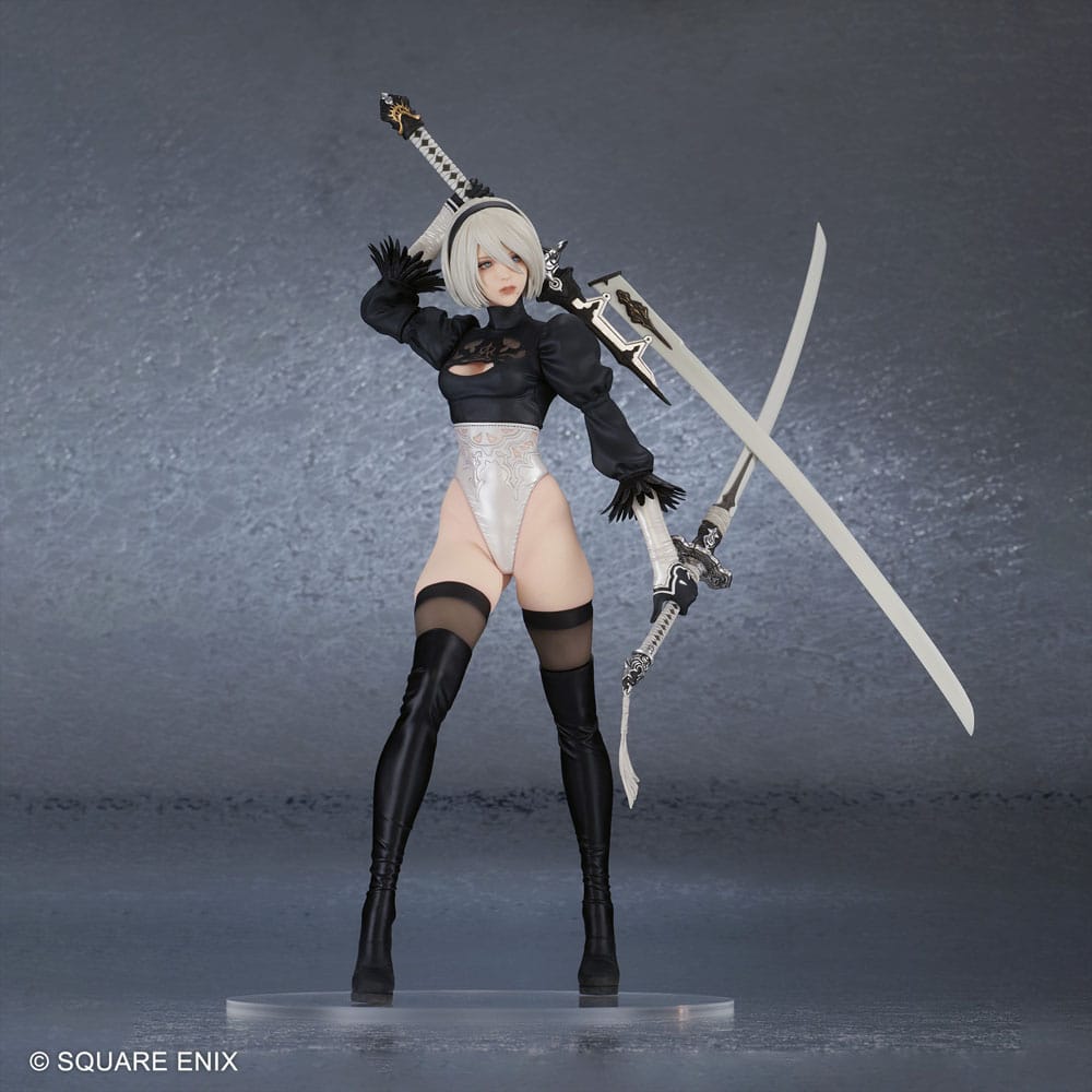 NieR:Automata 2B statuette, gros plan sur la jupe et les mouvements du tissu