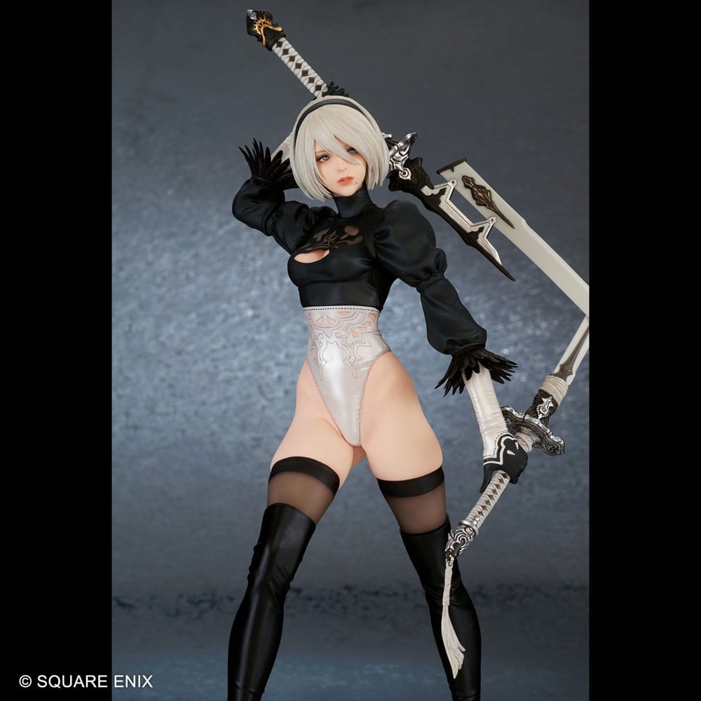 Statuette NieR Automata 2B, vue de face, capturant l'essence du personnage