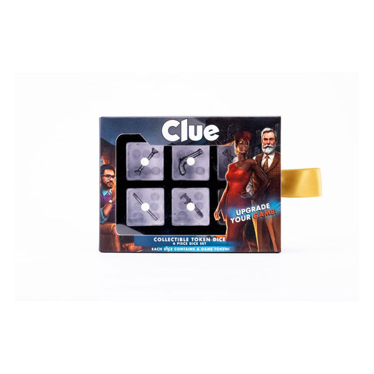 Pack de dés Cluedo FanRoll Token Weapons, les 6 dés avec les armes visibles