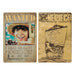 Lingot One Piece Luffy Wanted Poster posé sur un fond thématique
