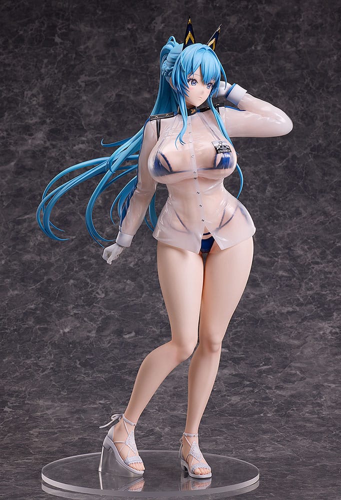 Vue arrière de la figurine PVC Helm Aquamarine 1/4 avec son socle