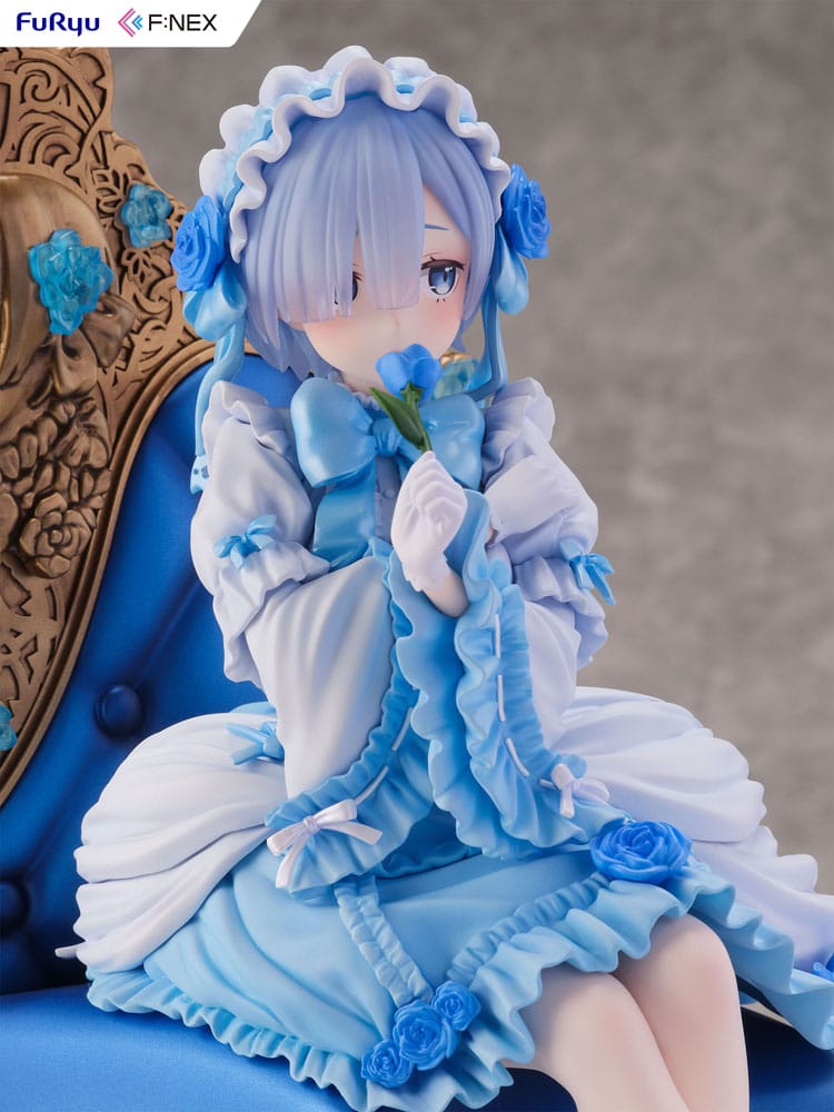 Statuette Rem Furyu F:NEX, pose dynamique et détails du socle