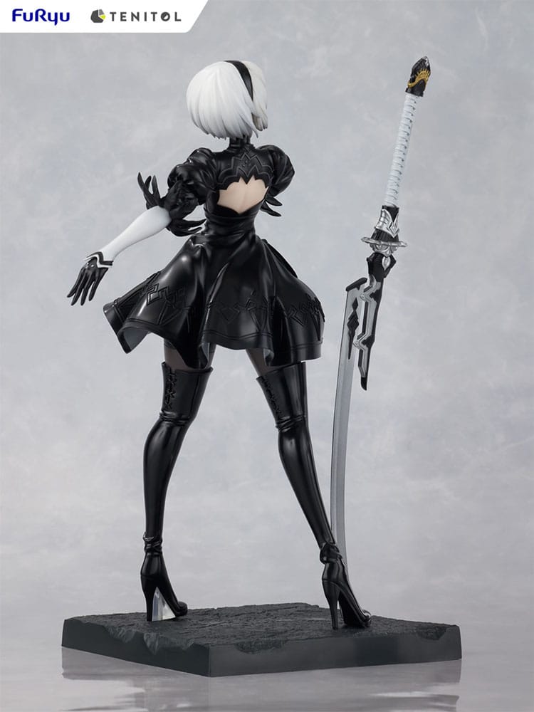 Statuette NieR:Automata 2B Ver1.1a Tenitol Furyu, gros plan sur le visage et les cheveux
