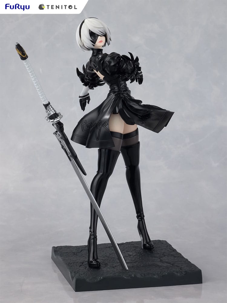 Statuette NieR:Automata 2B Ver1.1a Tenitol Furyu, vue de l'arrière du socle
