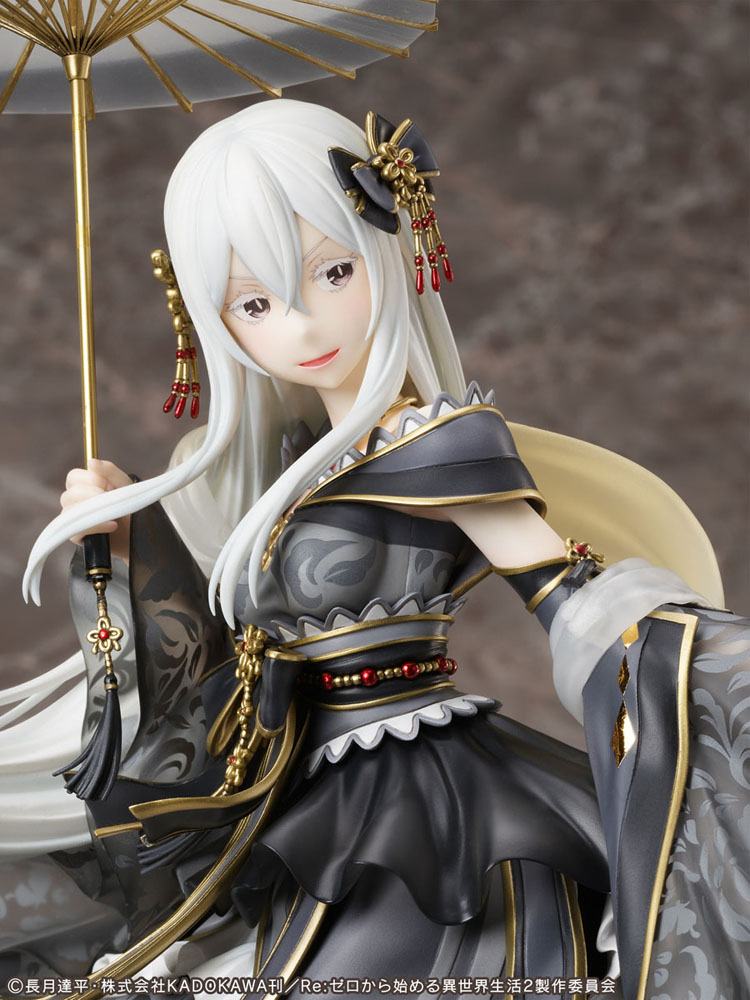 Figurine Re:Zero Echidna Hanfu, détails du socle et des accessoires