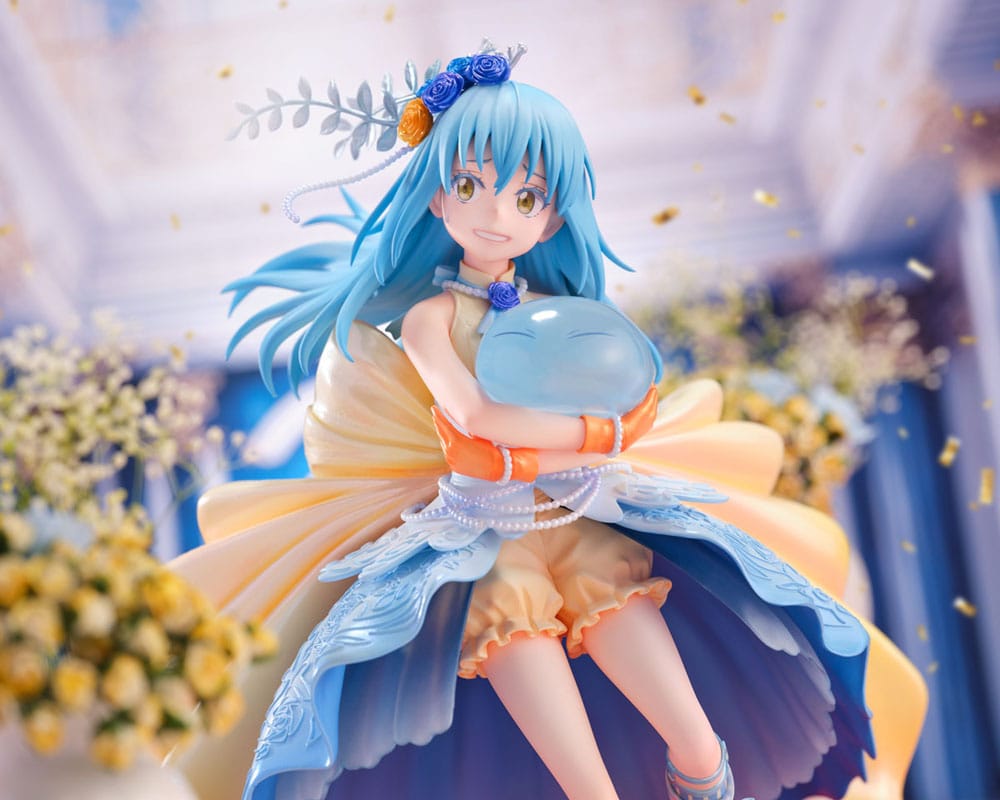 Gros plan sur le visage de Rimuru Tempest Party Dress ver., expression joyeuse
