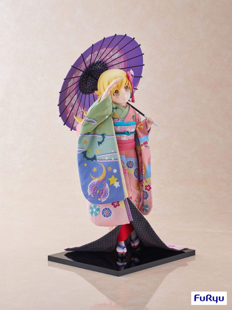 Détail des cheveux et des ornements de Shinobu Oshino figurine