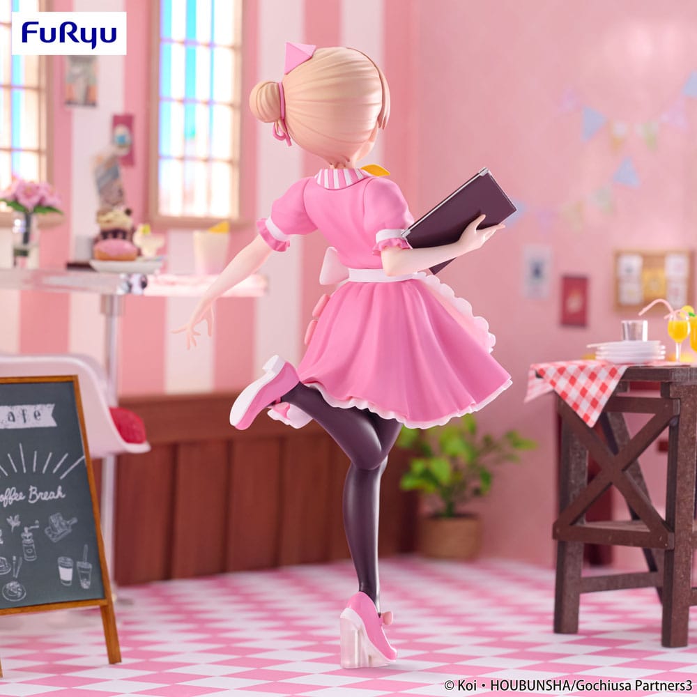 Détail des mains et de l'accessoire de la statuette Cocoa Hoto