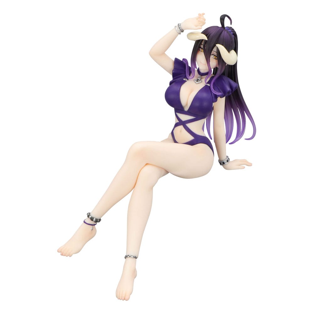 Statuette Overlord Albedo maillot de bain violet Furyu 16cm vue de face