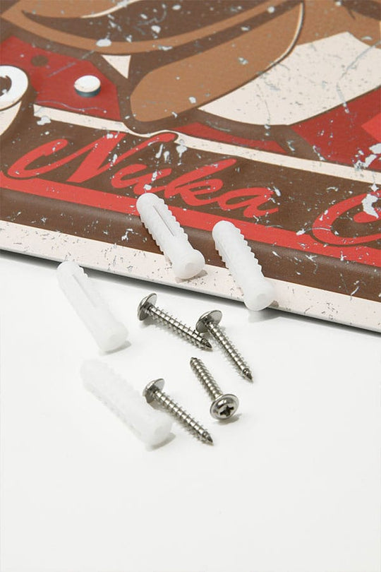 Détail du panneau métal Fallout Vintage Ad, montrant la qualité d'impression et les couleurs