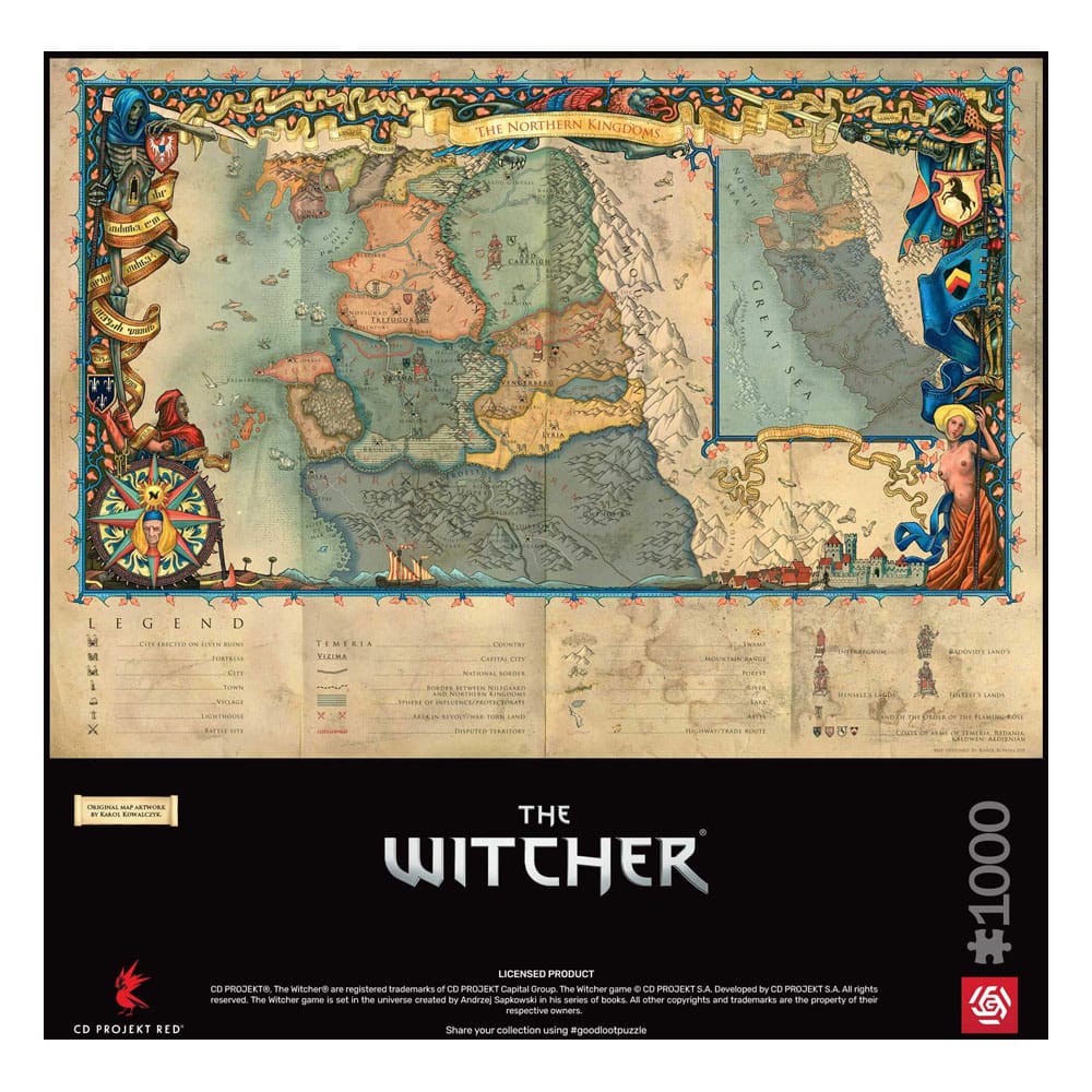 Boîte du puzzle The Witcher 3 Northern Kingdoms avec logo Good Loot et détails