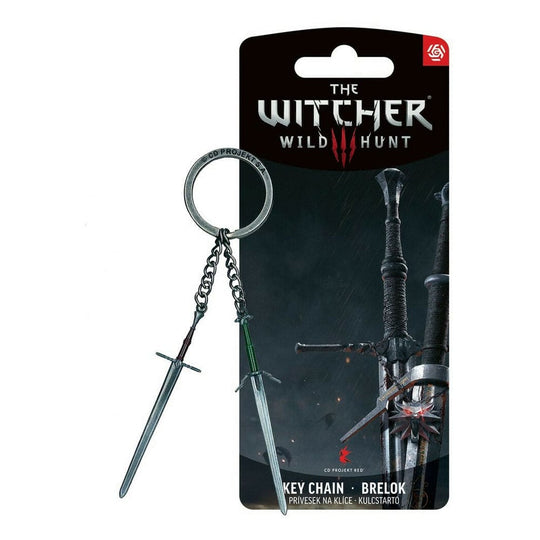 Détail du porte-clés The Witcher 3 Geralt Two Swords montrant les finitions