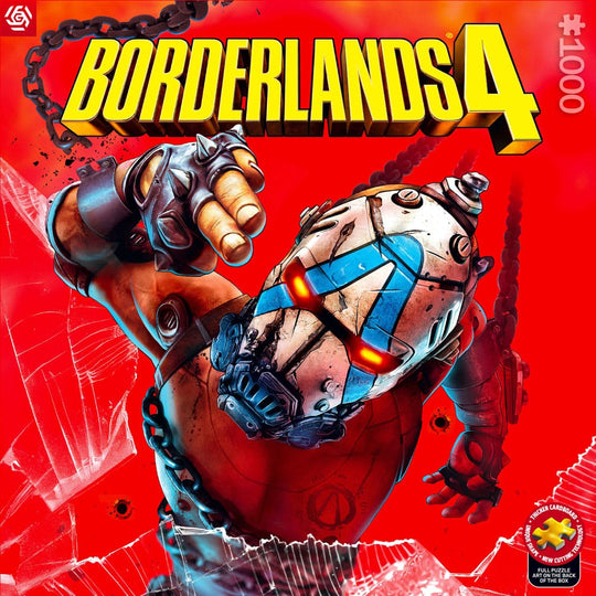 Vue de la boîte du puzzle Borderlands avec le logo Good Loot