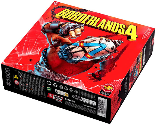 Gros plan sur la texture et les couleurs du puzzle Borderlands Psycho