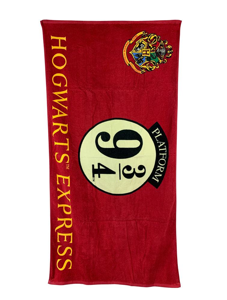 Serviette de bain Harry Potter Platform 9 3/4 rouge et jaune, 150x75 cm, 100% coton, licence officielle Groovy.