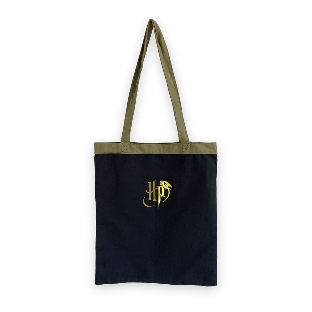 Détail du motif Vif d'Or sur le sac shopping Harry Potter officiel de Groovy