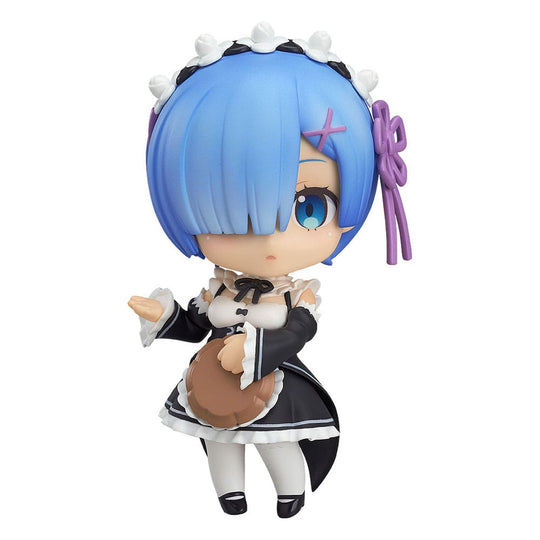 Figurine Nendoroid Rem Re:Zero en pose dynamique avec accessoires