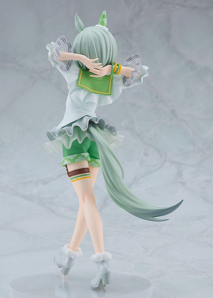 Statuette Seiun Sky Umamusume en pose dynamique, détails du socle