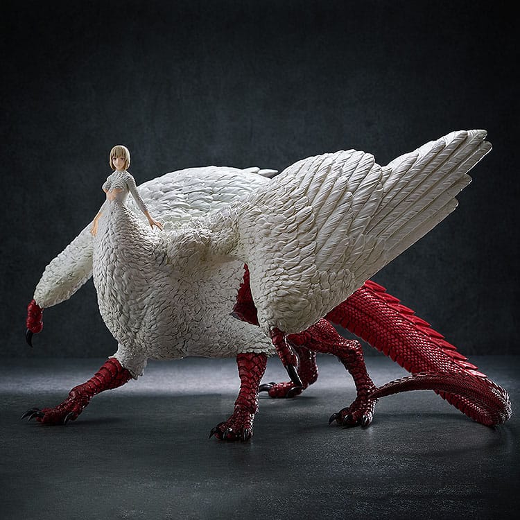 Vue latérale de la statuette Falin Chimera, montrant la posture et les ailes