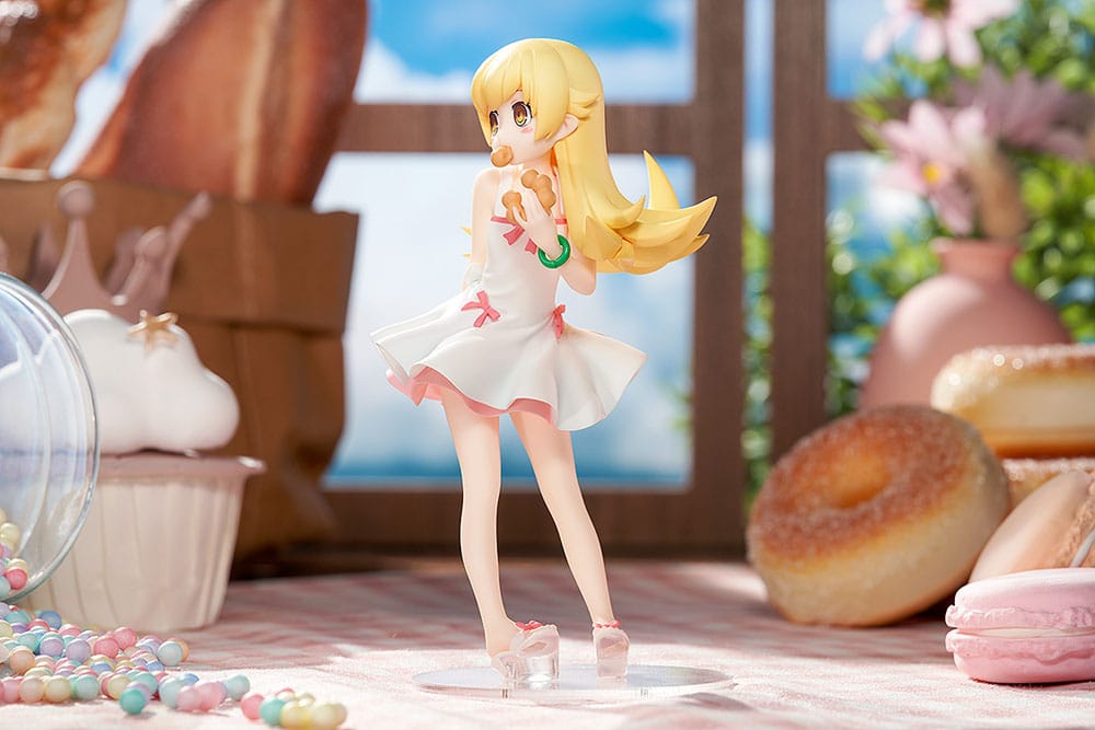 Figurine Monogatari Series Shinobu Oshino, gros plan sur l'expression faciale et les yeux