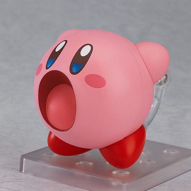 Gros plan sur la figurine Kirby Nendoroid, mettant en valeur les détails de fabrication Good Smile Company