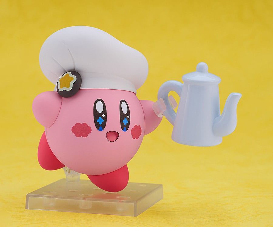 Vue latérale de la figurine Kirby Nendoroid montrant ses détails et accessoires.