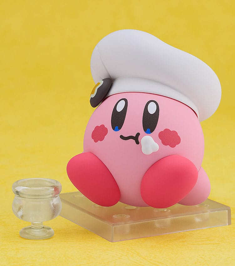 Figurine Kirby Nendoroid Kirby Cafe Ver. en pleine action, avec un accessoire spécial.