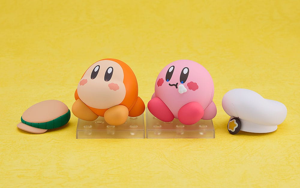Ensemble complet de la figurine Kirby Nendoroid Kirby Cafe Ver. et tous ses accessoires.