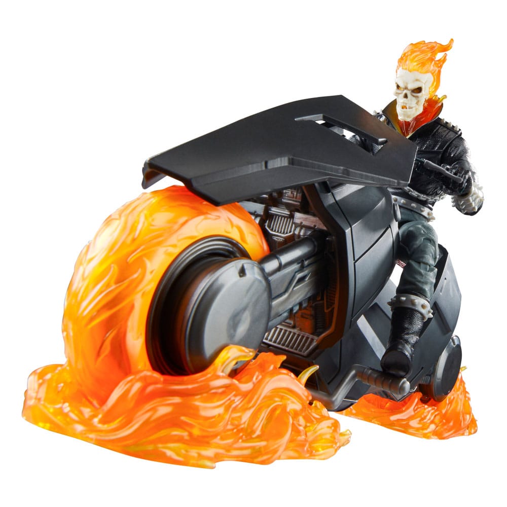 Ghost Rider Danny Ketch sur sa moto Hell Cycle, vue d'action dynamique