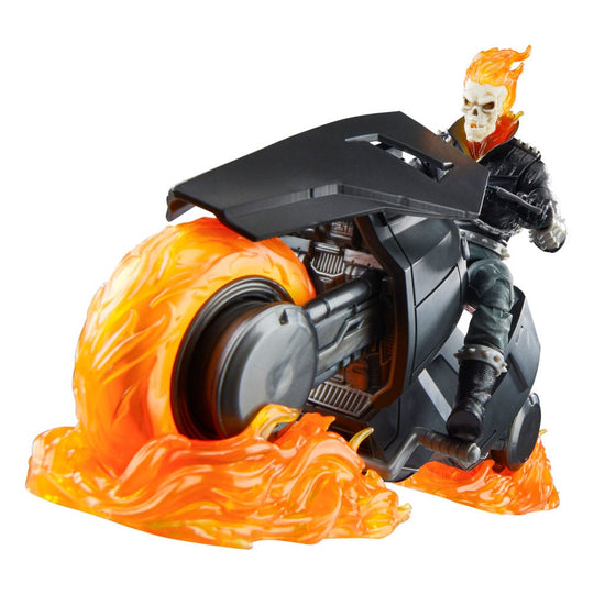 Ghost Rider Danny Ketch sur sa moto Hell Cycle, vue d'action dynamique