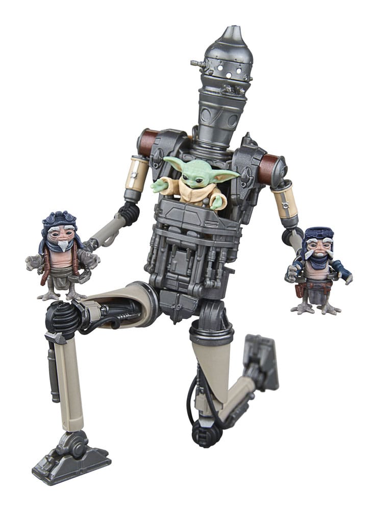 Figurines Star Wars Black Series IG-12 et Grogu sur un socle