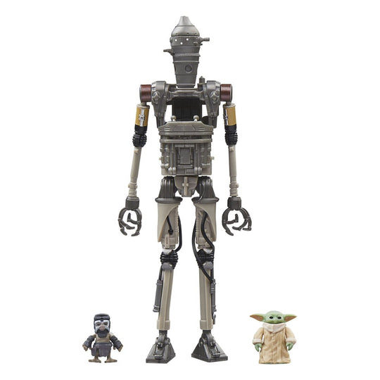 Pack 3 figurines Star Wars The Mandalorian Vintage Collection Hasbro IG-12, Grogu et Anzellan 10 cm