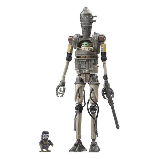 Gros plan sur les détails premium des figurines IG-12 et Grogu Star Wars Hasbro