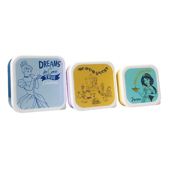 Lot de 3 boîtes à goûter Princesses Disney Colour Pop par Half Moon Bay, avec Cendrillon, Ariel et Raiponce
