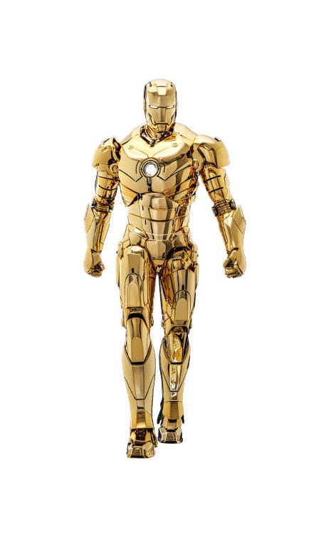 Figurine Iron Man Mark III Gold Hot Toys Exclusive Diecast 1/6 en pose dynamique