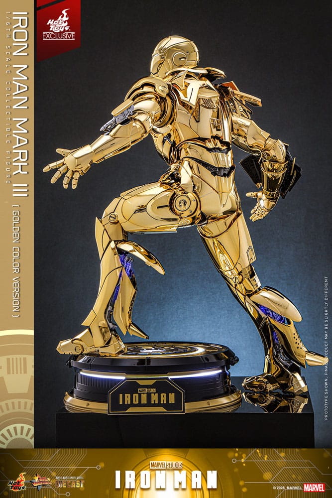 Vue arrière détaillée de l'armure Iron Man Mark III Gold 1/6