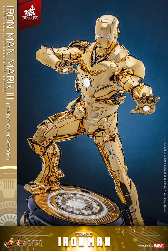 Figurine Iron Man Mark III Gold avec différentes parties d'armure interchangeables