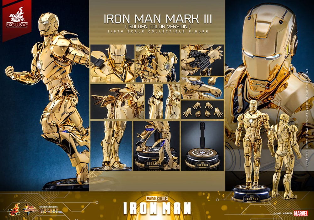 Comparaison de taille de la figurine Iron Man Mark III Gold 33 cm