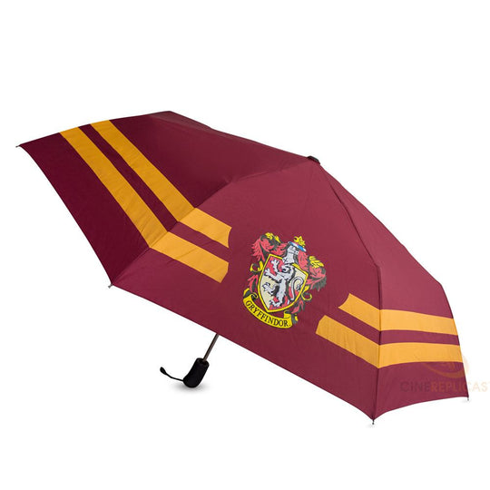 Parapluie Harry Potter Gryffondor ouvert, vue de face, logo emblème