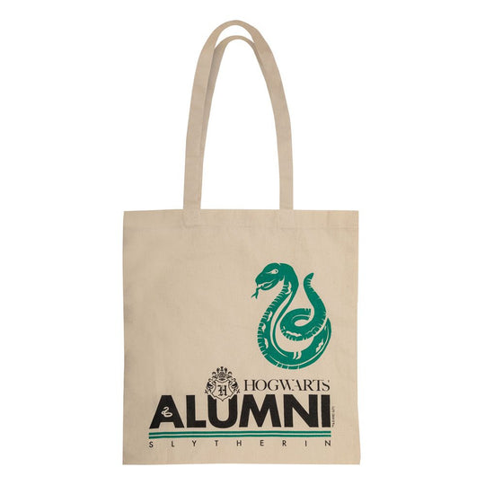 Sac shopping Harry Potter Alumni Slytherin en coton, vue de face avec logo Serpentard