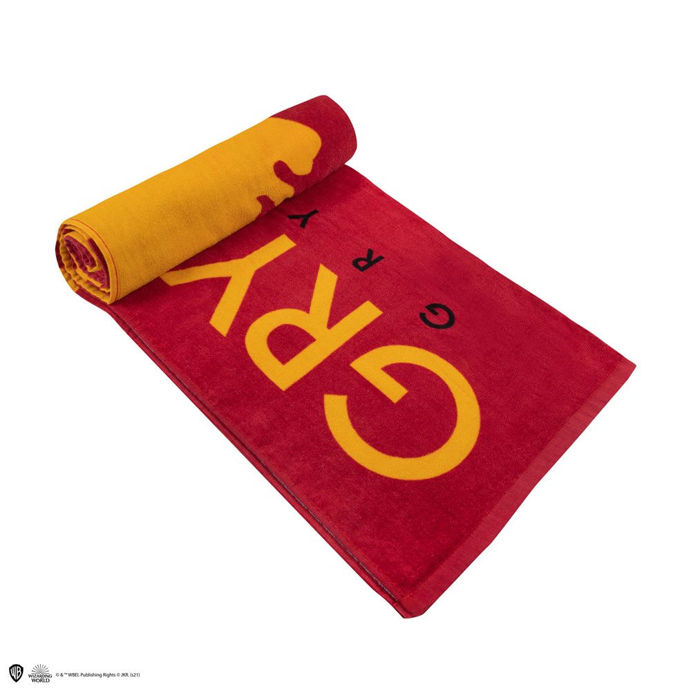 Serviette de bain Harry Potter Gryffondor, montrant les dimensions