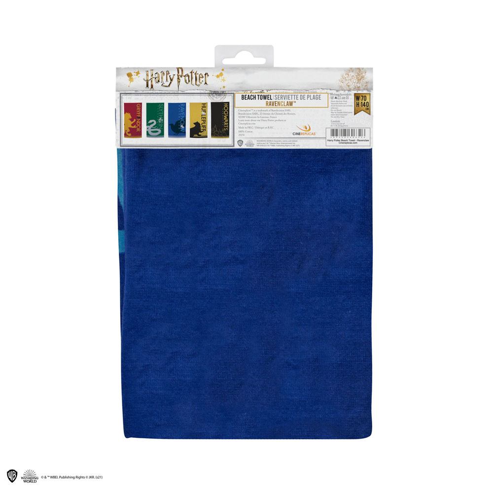 Serviette de bain Ravenclaw avec l'écusson de la maison, couleurs vives