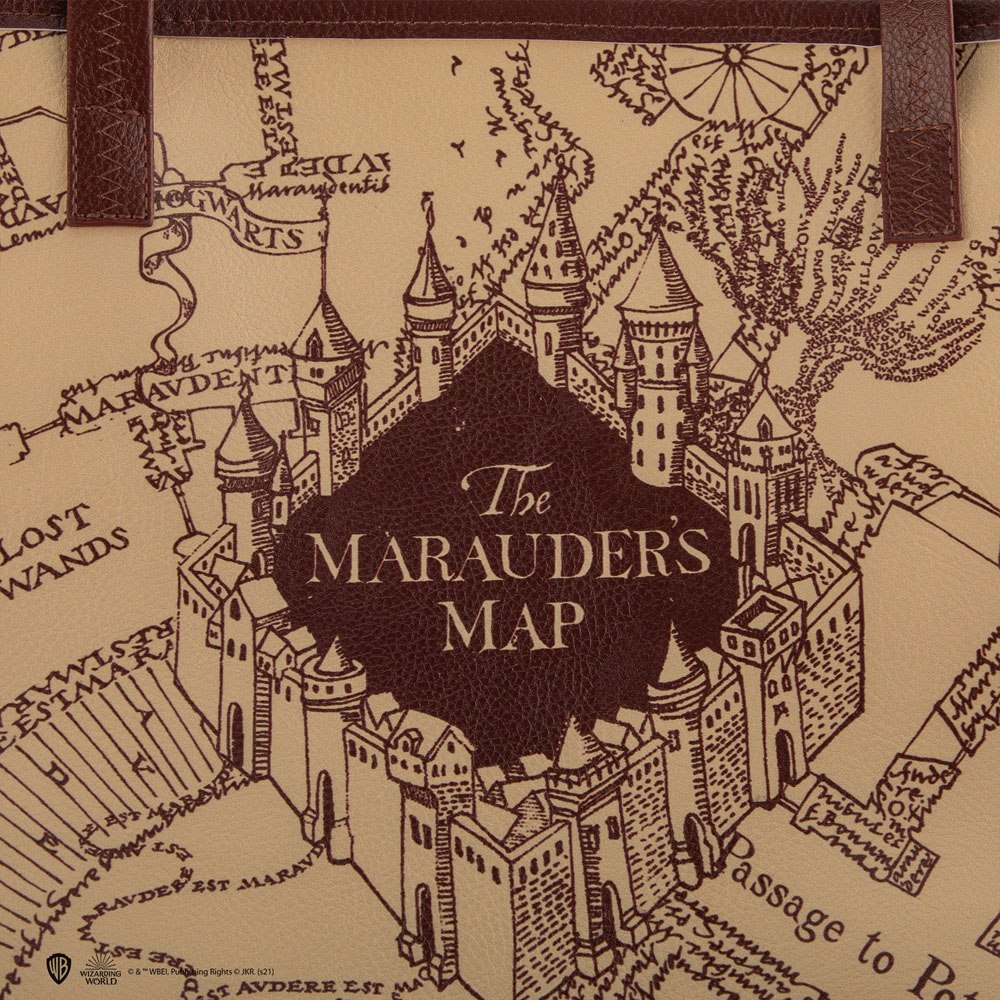 Détail de l'impression Carte du Maraudeur sur le sac shopping Harry Potter