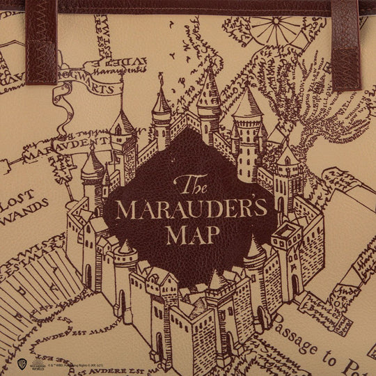 Détail de l'impression Carte du Maraudeur sur le sac shopping Harry Potter